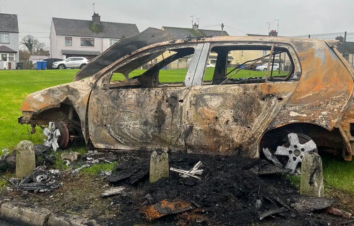 Burned car in Rathview Park in Crossmaglen