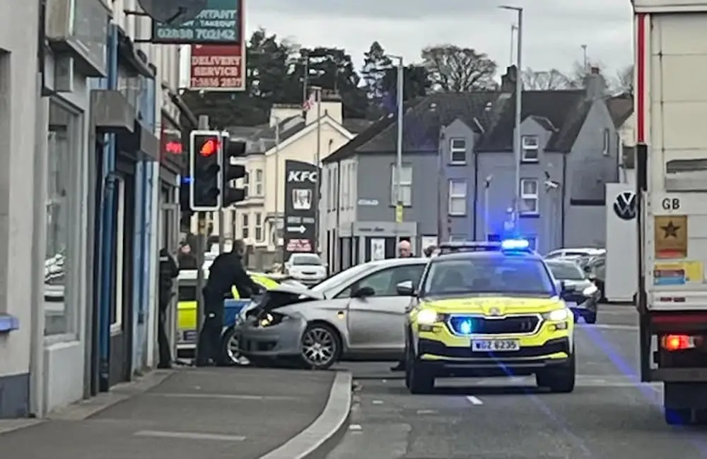 A single-vehicle collision outside the Palazzo Kitchen on Bridge Street in Portadown