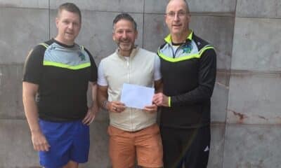 Race director Dominic Clarke, Club Chairman Declan Gordon and race sponsor Brendan McGurgan from Simple Scaling.