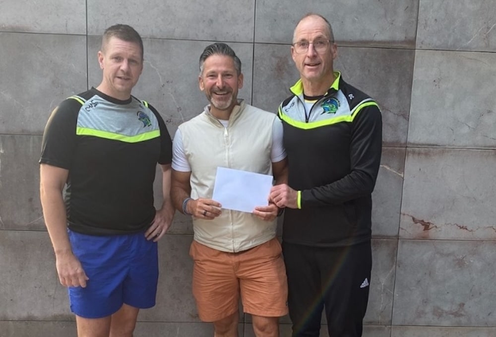 Race director Dominic Clarke, Club Chairman Declan Gordon and race sponsor Brendan McGurgan from Simple Scaling.