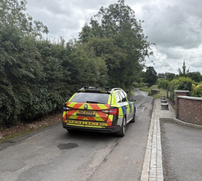 Police at the scene along the Ballyards Road in Milford