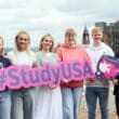 From left: Caoimhe Taylor (Armagh), Abigail Wilson (Craigavon), Kathryn McKittrick (Craigavon), Rebekah Burnside (Craigavon), Andrew Harris (Portadown) and Jamie McShane (Craigavon), are set for a year in the US through the British Council’s Study USA programme