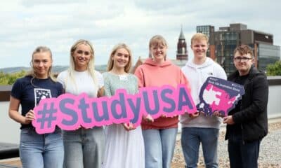 From left: Caoimhe Taylor (Armagh), Abigail Wilson (Craigavon), Kathryn McKittrick (Craigavon), Rebekah Burnside (Craigavon), Andrew Harris (Portadown) and Jamie McShane (Craigavon), are set for a year in the US through the British Council’s Study USA programme
