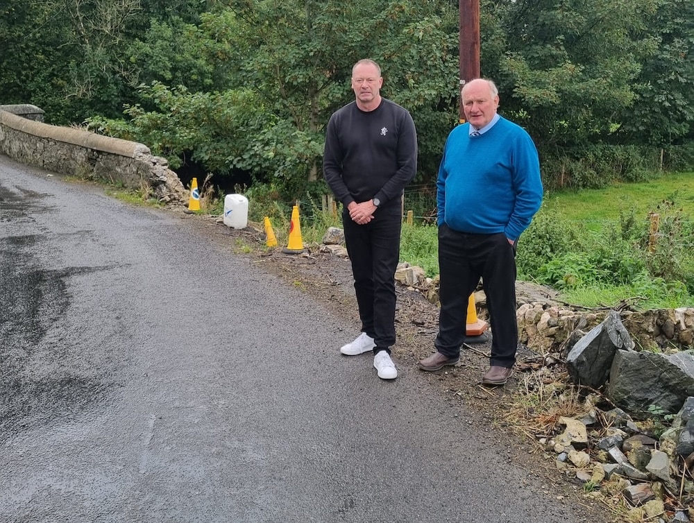 Councillor Keith Ratcliffe with local resident Brian Greer