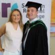 Declan Heaney at graduation alongside fiancée Orla.