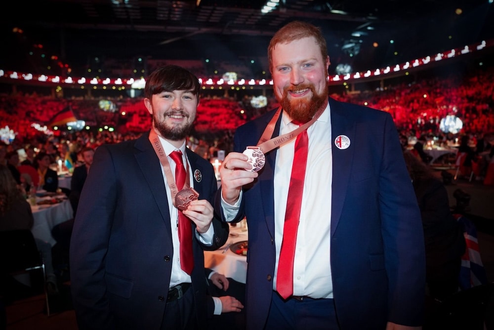 EuroSkills and SRC competitors Caolan McCartan and Patrick Sheerin who won a bronze medal at EuroSkills Herning 2025