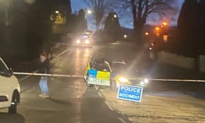 Police cordon on the Hamiltonsbawn Road in Armagh following a serious one-vehicle collision