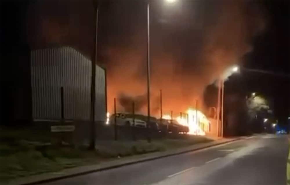 Fire at car sales business on Killylea Road in Armagh